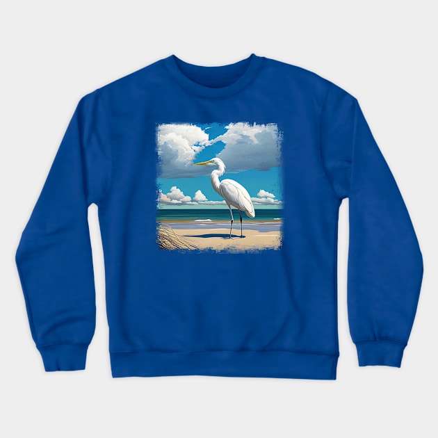 Indian Shores Egret Crewneck Sweatshirt by Sunshine-thru-the-tees